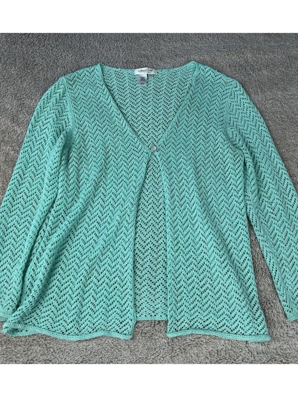 Coldwater Creek Womens Crochet Cardigan Size XXL One Button Long Sleeve - Picture 2 of 12